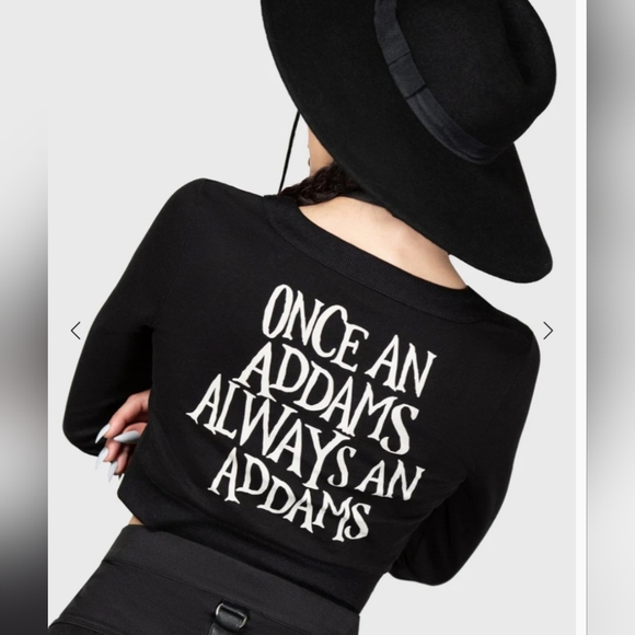 Killstar Tops - Killstar Wednesday Addams Collab Long Sleeve Crop Black Sweater Women's Medium